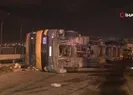 TEM otoyolunda hurda yüklü TIR devrildi