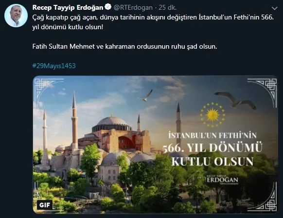 Başkan Erdoğan'dan Fetih mesajı - 1