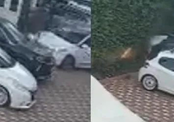 Fren yerine gaza basıp komşusuna çarptı