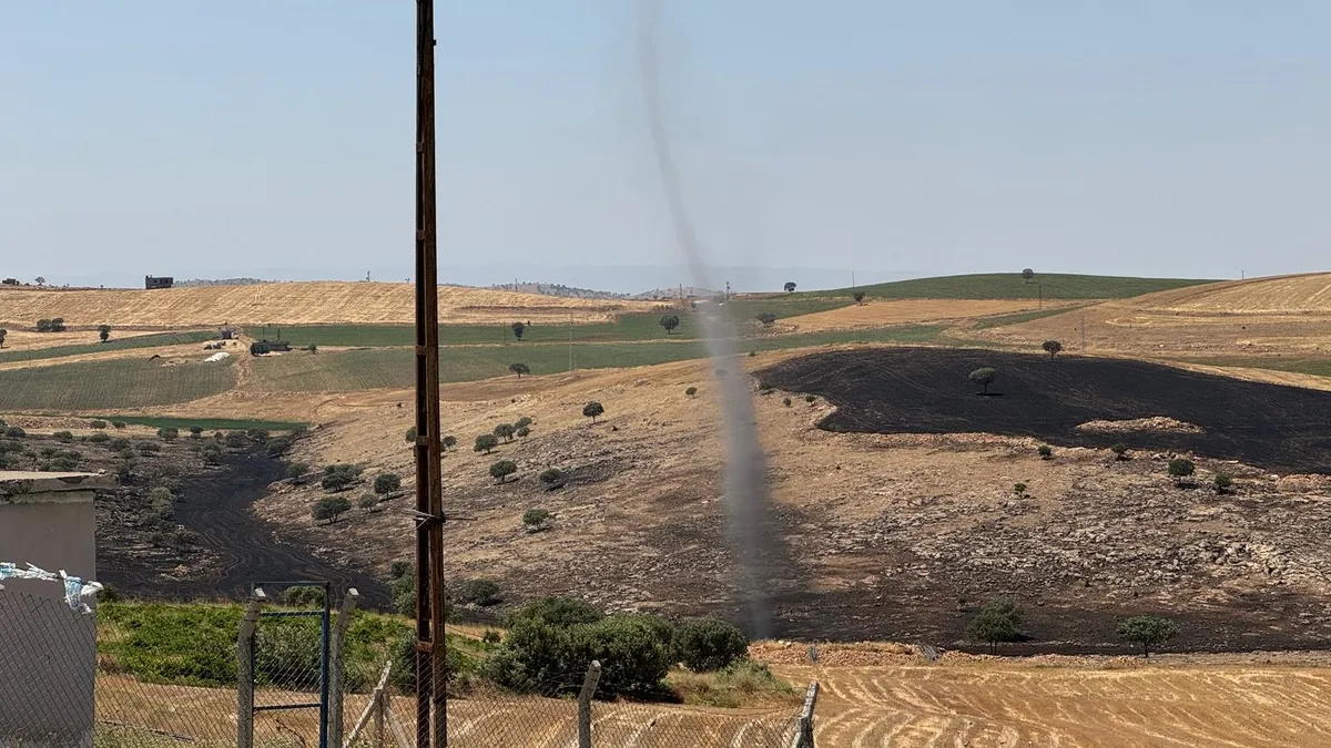 Diyarbakır'da anız yangısı sonrası hortum çıktı! O anlar böyle görüntülendi