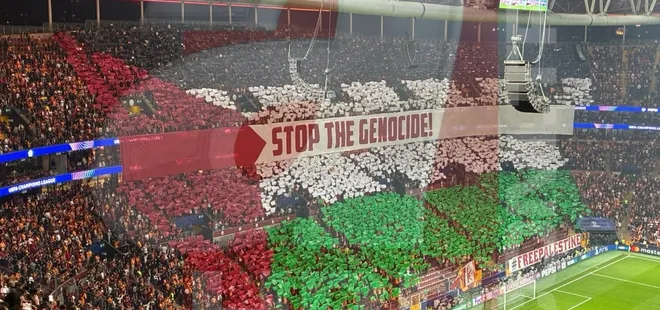 Galatasaray tribünlerinden Filistin’e anlamlı destek: Soykırımı durdurun!