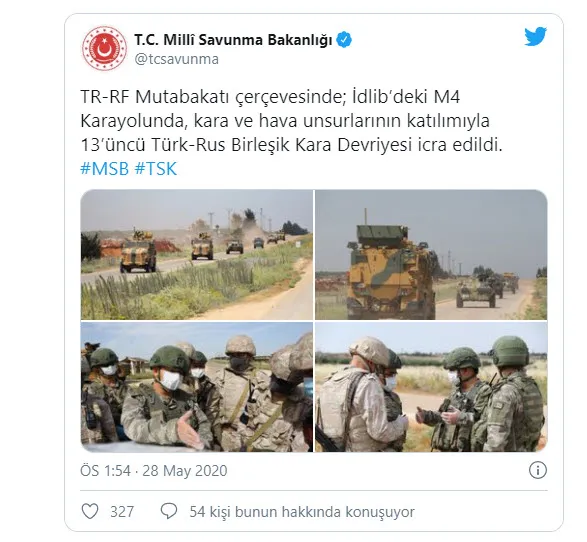 Son dakika: MSB duyurdu: Rusya ile 13’üncü ortak devriye icra edildi