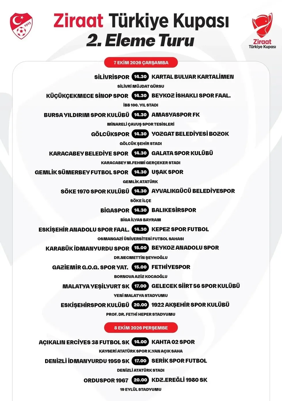 Ziraat Türkiye Kupası'nda 2. tur heyecanı! İşte maç programı - 2