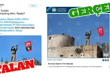 PYD/PKK yandaşlarından Türk bayrağına "montajlı" yalan!