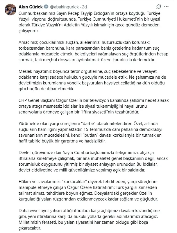Özgür Özel hakkında soruşturma! Adalet Bakanı Gürlek'ten CHP liderine yanıt: Suçluların hamiliğini yapıyor - 3