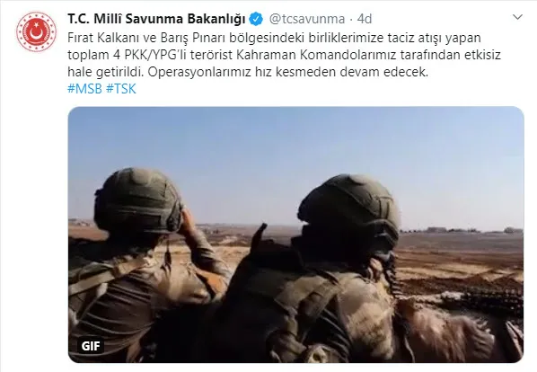 Son dakika: MSB açıkladı! Taciz ateşi yapan 4 terörist etkisiz hale getirildi - 1