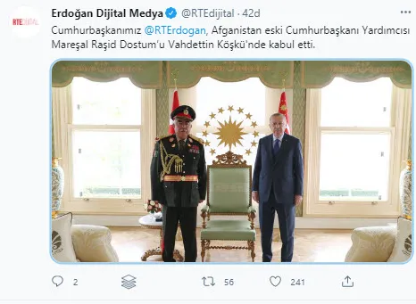 Son dakika: Başkan Erdoğan Afganistan eski Cumhurbaşkanı Yardımcısı Mareşal Raşid Dostum’u kabul etti - 1
