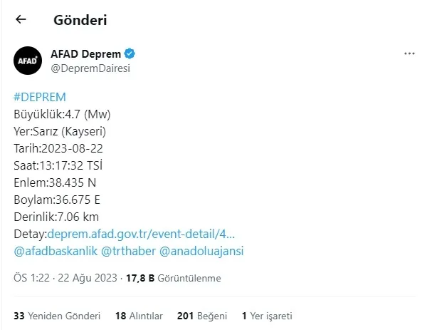 Son dakika | Kayseri'de 4,7 büyüklüğünde deprem - 1