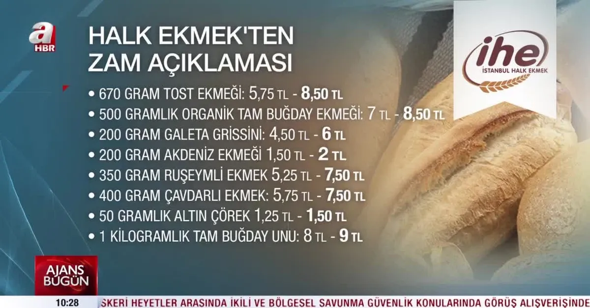 İstanbul'da Halk Ekmek ürünlerine zam