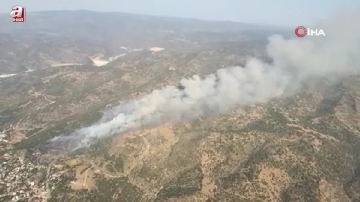 Söke'deki zirai alan yangına havadan yoğun müdahale