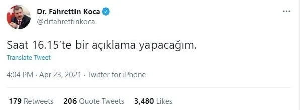 Son dakika: Sağlık Bakanı Fahrettin Koca’dan 23 Nisan paylaşımı
