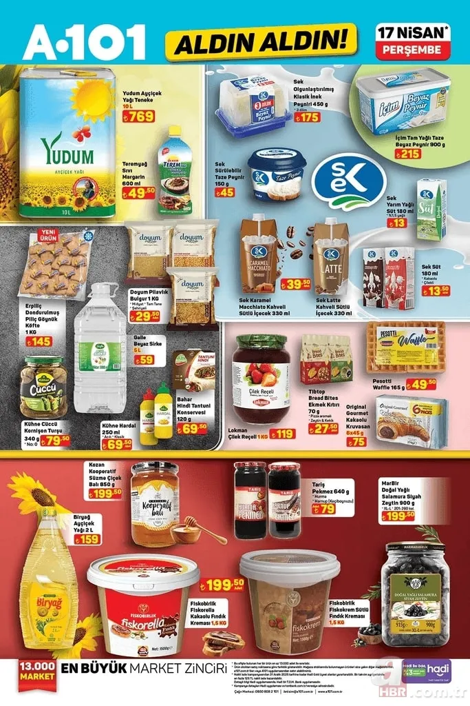 A101 aktüel 17 Nisan kataloğu yayınlandı: 10 litre Ayçiçek yağı 769 TL 3