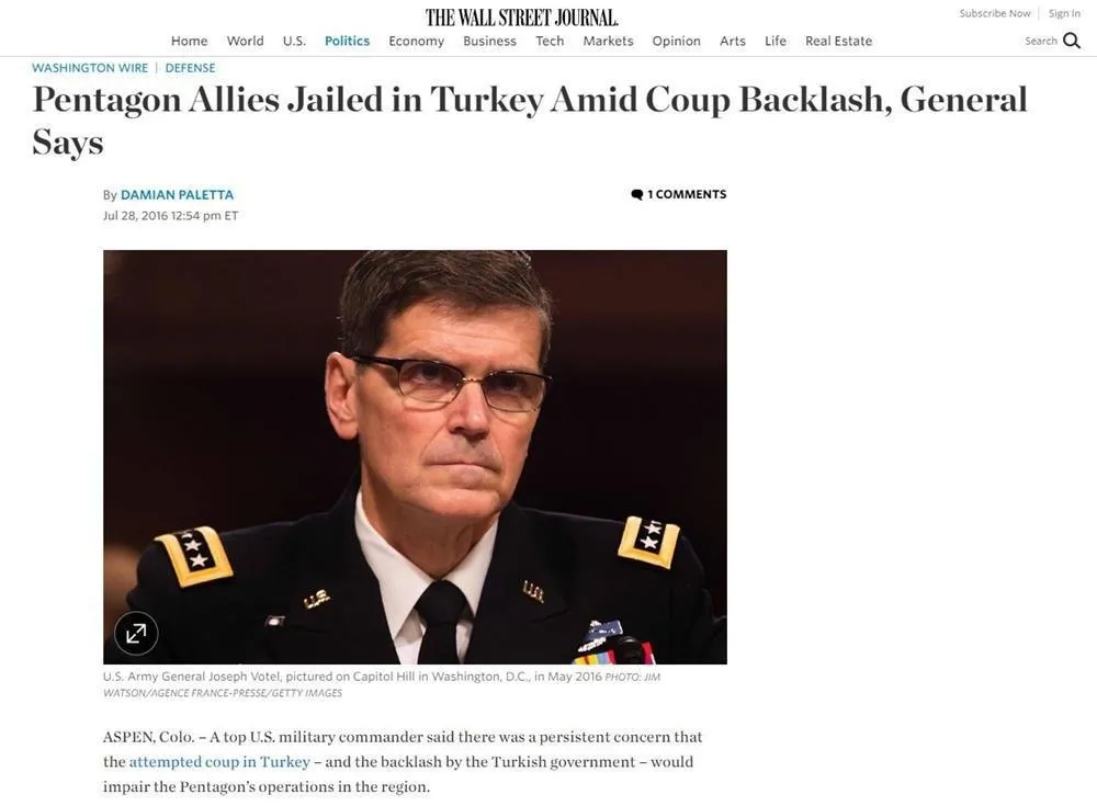 ABD'li general Votel: Darbeciler müttefikimiz - 1