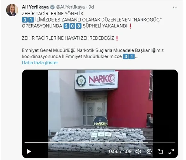 İçişleri Bakanı Ali Yerlikaya: 208 kişi ’Narkogüç’ operasyonunda yakalandı