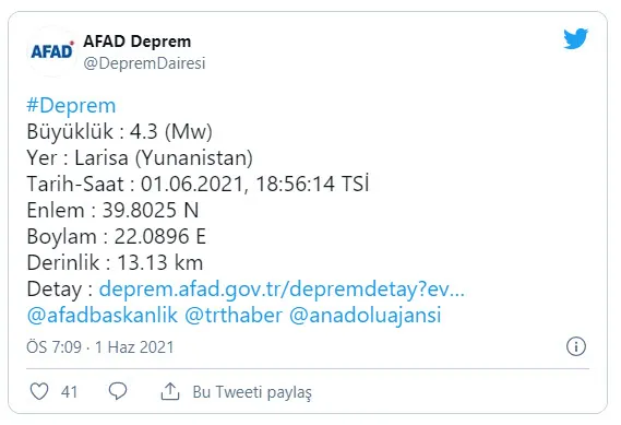 Yunanistan'da 4,3 büyüklüğünde deprem! AFAD ve Kandilli Rasathanesi son depremler - 1