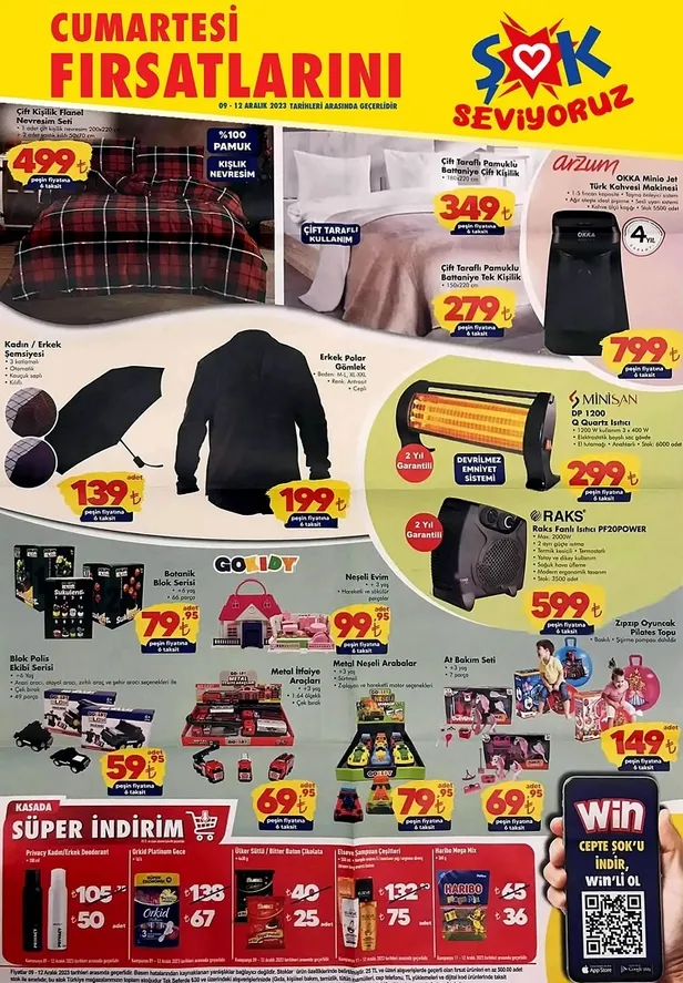 ŞOK 11 Aralık aktüel kataloğu yayınladı! Bu hafta ŞOK’ta %50’ye ulaşan indirim ve peşin fiyatına 6 taksit seçenekleriyle avantajı sunuluyor