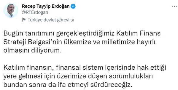 Son dakika: Başkan Erdoğan’dan Katılım Finans Strateji Belgesi toplantısında önemli açıklamalar
